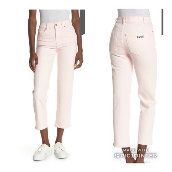 REBECCA MINKOFF Dominica high rise straight jeans pale pink LOVE - Picture 6 of 16